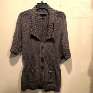 White House Black Market khaki green button down sweater. Size XL